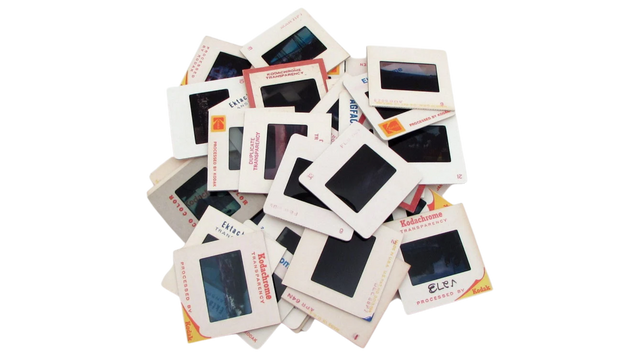 Old photo slides needing digital conversion.