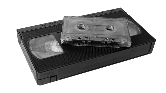 Cassette tape and VHS tape ready for digital conversion