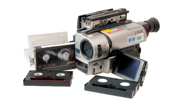 Video8 camcorder and tapes ready for digital conversion