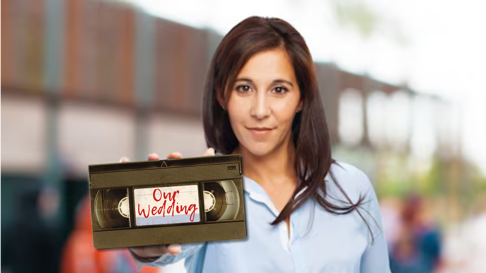 Concerned woman holding VHS tape to digitize