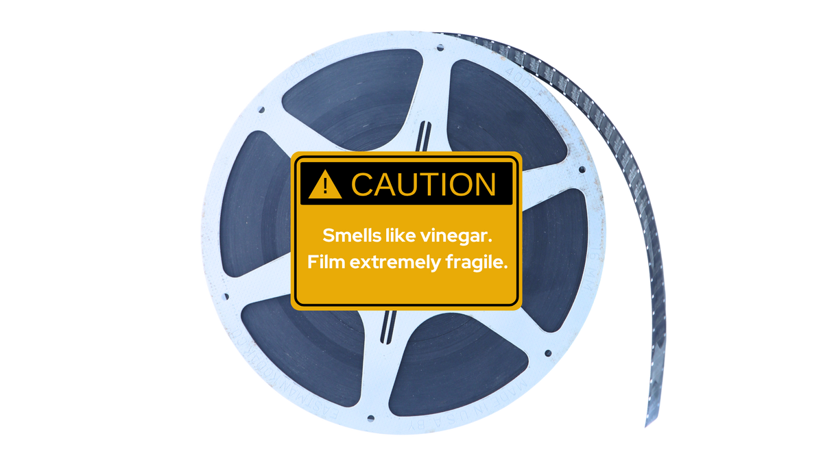 16mm Film Reel Degraded with Vinegar Syndrome