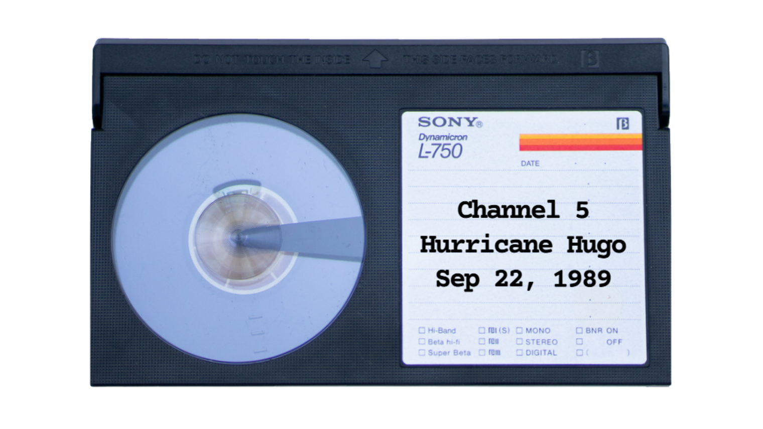 Betamax Video Cassette Tape of Hurricane Hugo