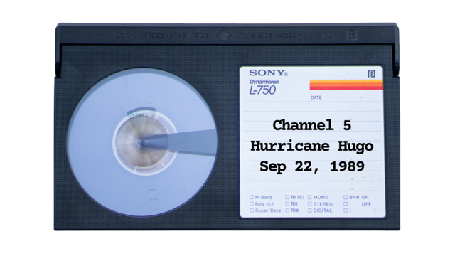 Betamax Video Cassette Tape of Hurricane Hugo
