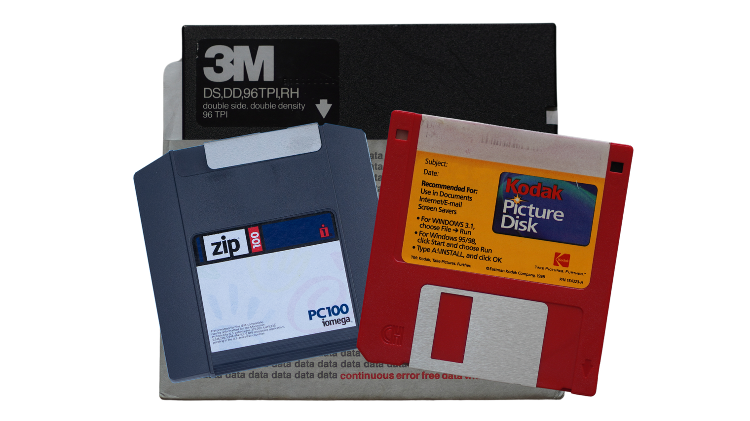 Iomega Zip, 5.25 Inch, and 3.5 Inch Floppy Disks