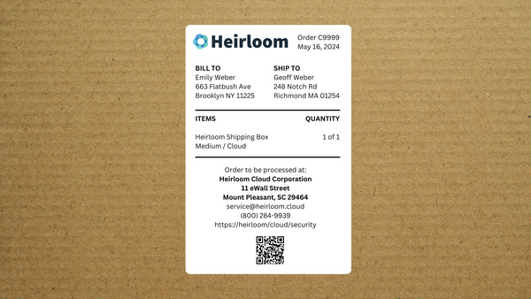 Heirloom's Inside Address Label Keeps Your Shipment Safe