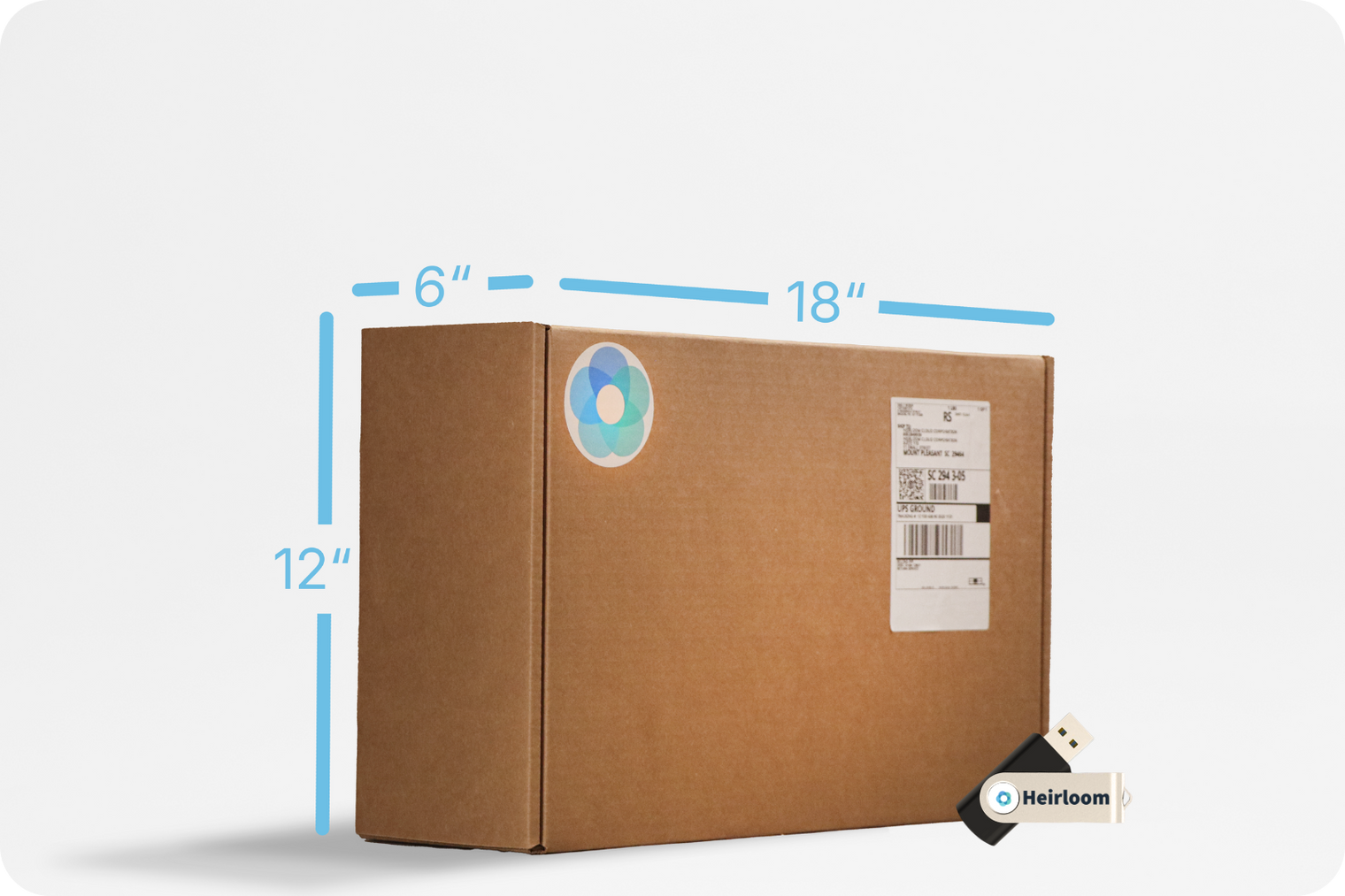 Medium Heirloom Shipping Box Bundled With a Prepaid USB Flash Drived
