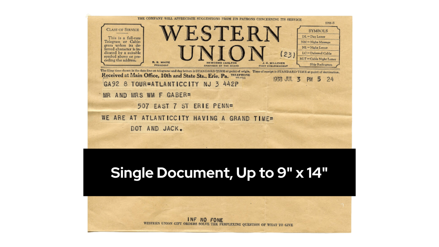 Single Document for Scanning