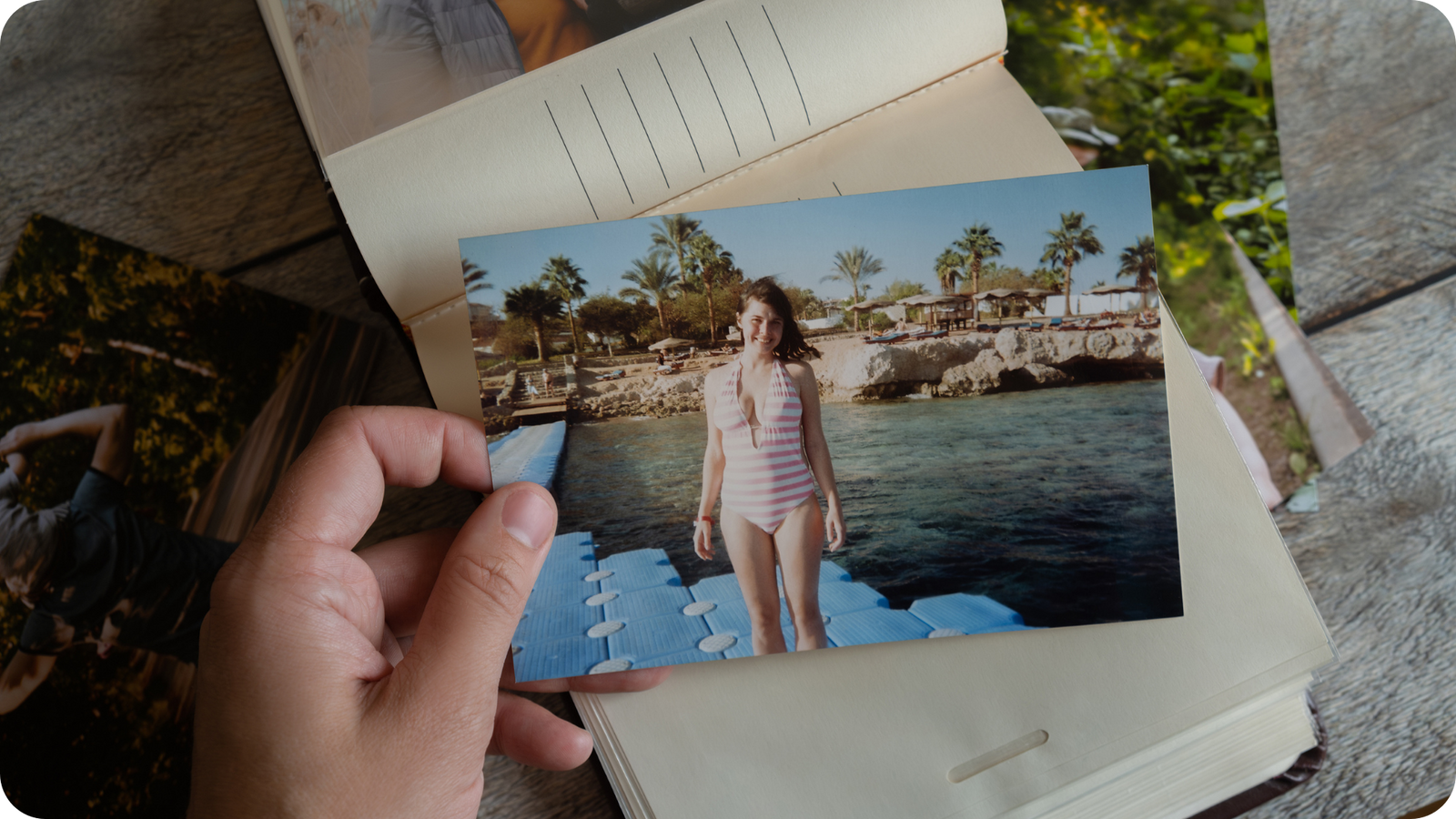 4 x 6 photo album with digital versions displayed on tablet