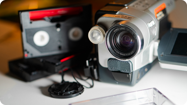 Sony Handycam camcorder playing 8mm tape