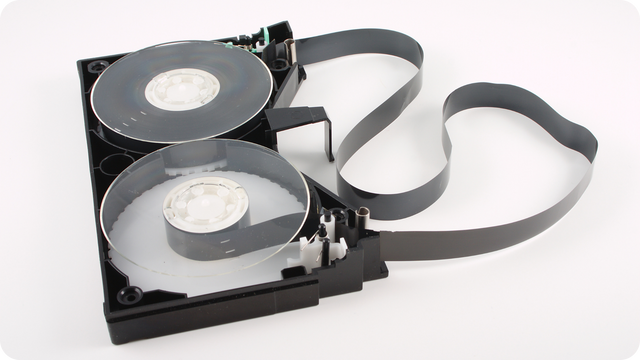 Betamax Tape Exposed from an Open Cassette