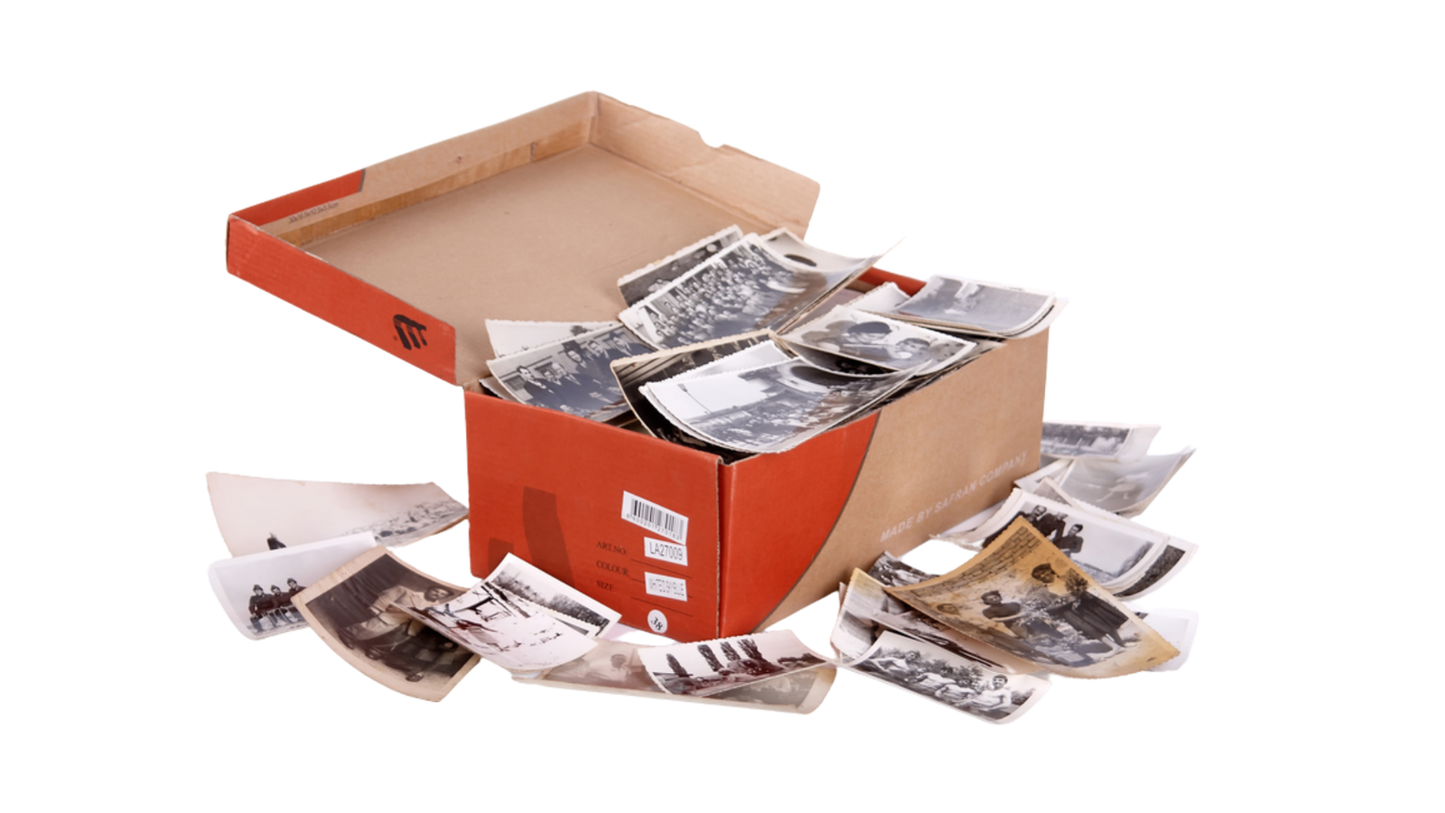 Box of photos waiting for digitization