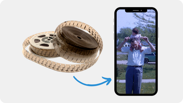 16mm film reel being converted to digital video