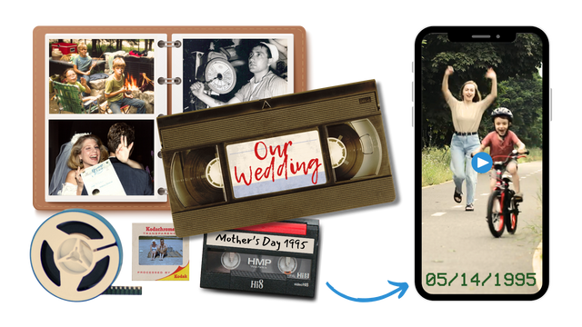 amily using best digitizing service to convert old media