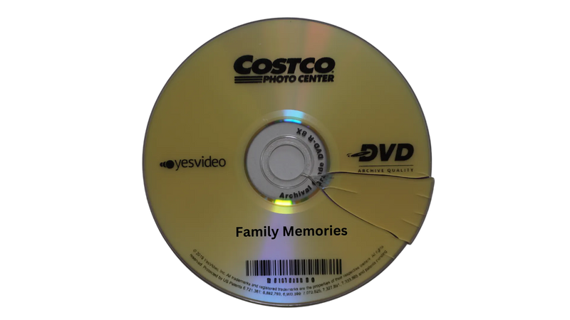 Family Memories on Cracked DVD from Costco Photo Center