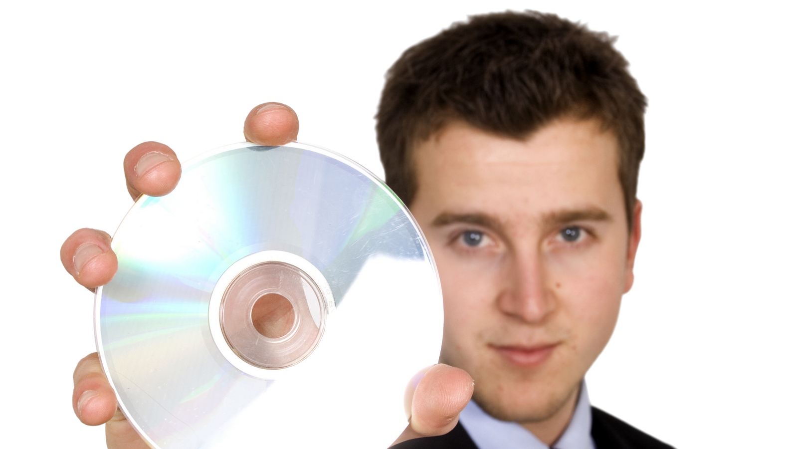 Man holding a DVD to be converted to digital