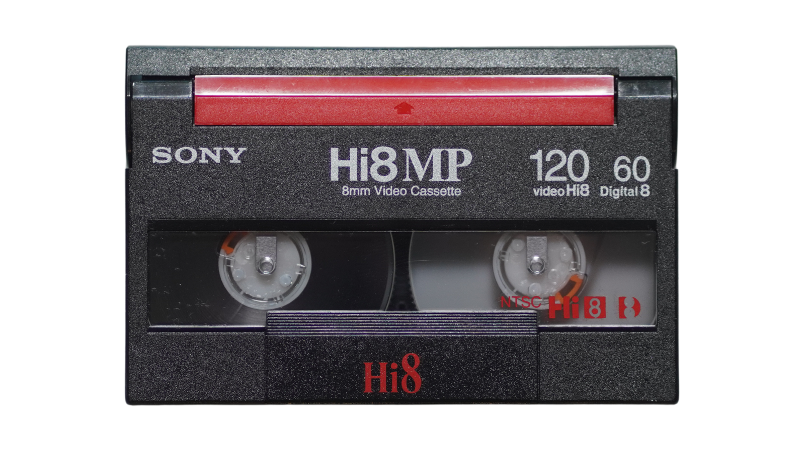 Closeup of Hi8 tape before digitization
