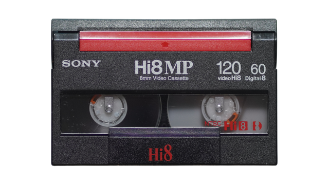 Closeup of Hi8 tape before digitization