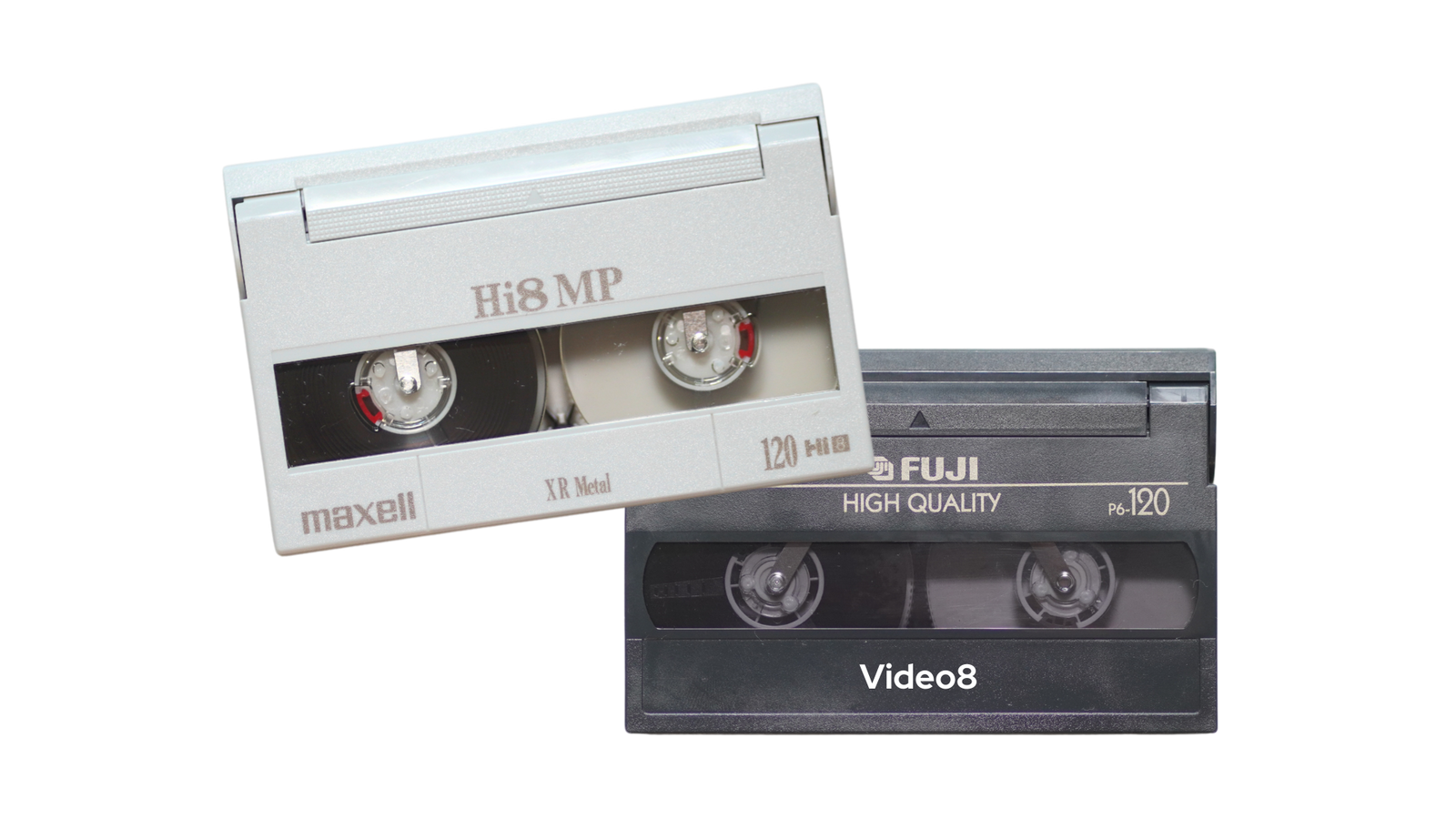 Hi8 and Video8 camcorder tapes side by side