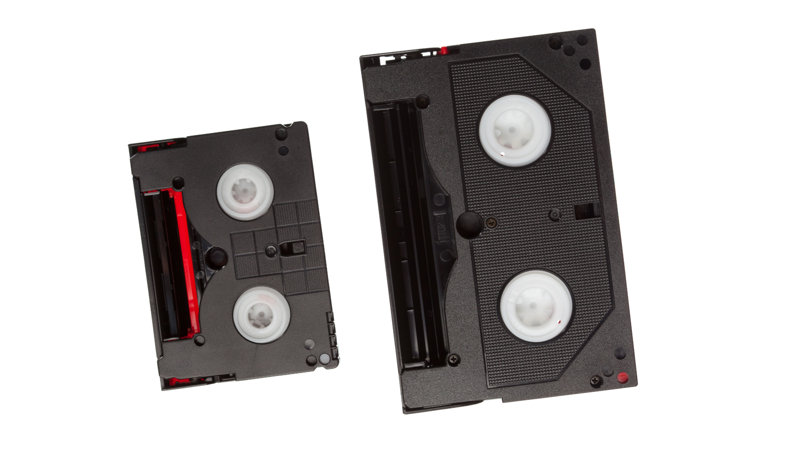 MiniDV cassette compared with Hi8 camcorder tape