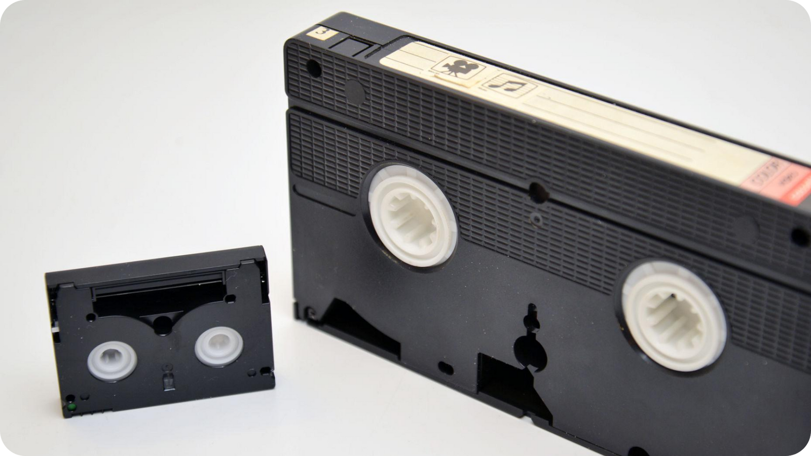 MiniDV cassette compared with VHS tape