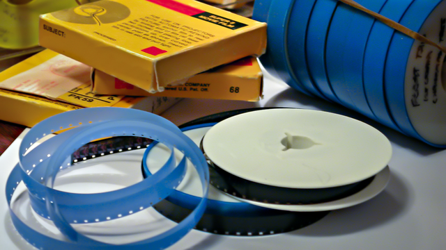 Super 8 film reels with vintage home movies