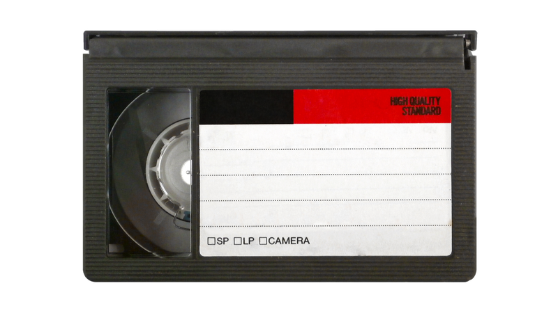 A compact video home system cassette tape, know as VHS-C.