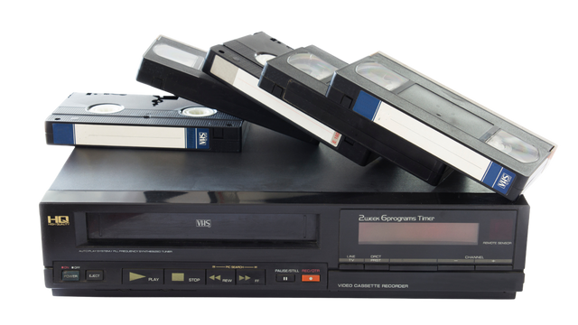 VCR and old VHS tapes before digital conversion