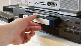 VHS tape stuck in a VCR player