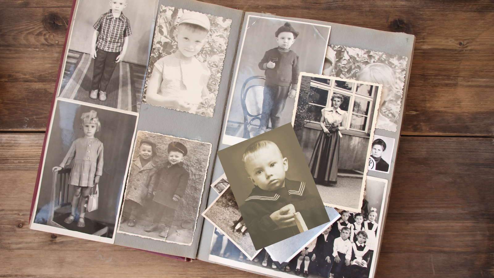 Vintage collection in an old photo album