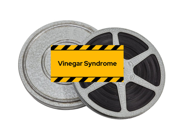 8mm movie film reel with vinegar sysndrome