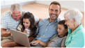 Family enjoying memories digitized from an Heirloom gift card