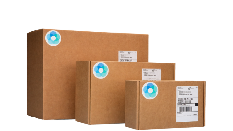 Three Heirloom shipping kits in small, medium, and large sizes