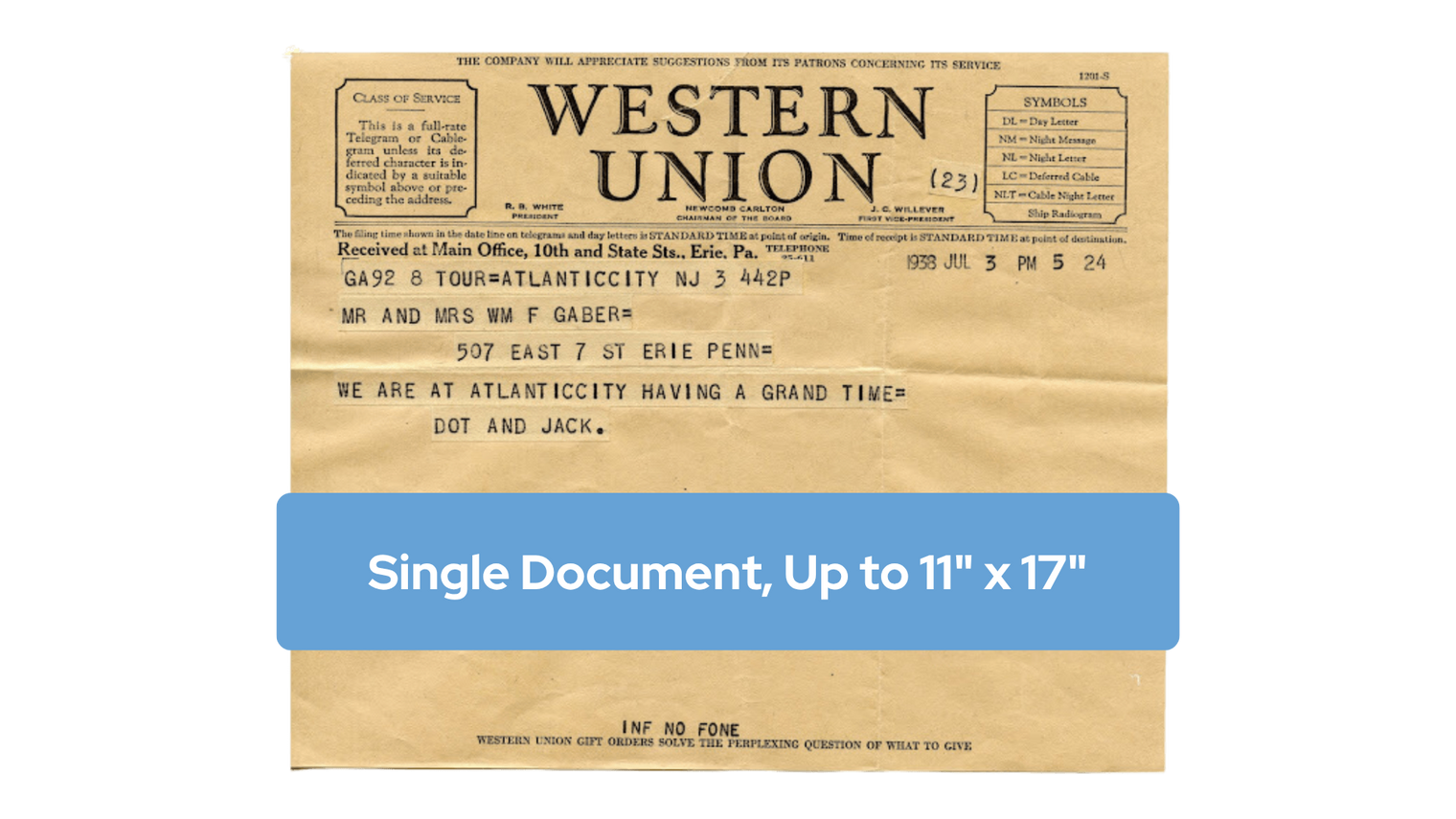 Document Scanning Up to 11" x 17"