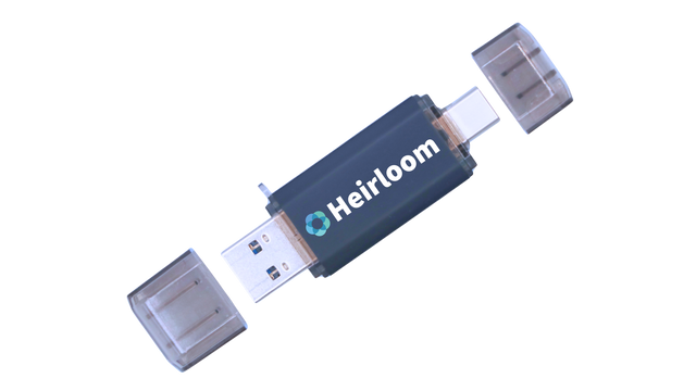 Heirloom Flash Drive for Digital Memories with USB 3.0 and USB-C