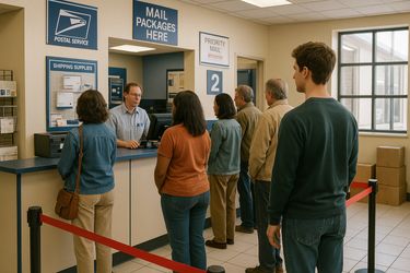 standing in line at the post office
